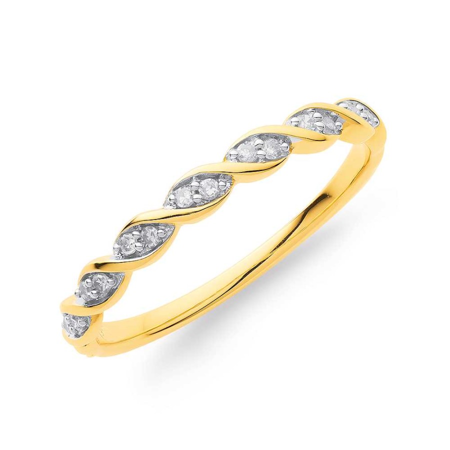 Rings Pascoes | 9Ct Gold Diamond Twist Ring