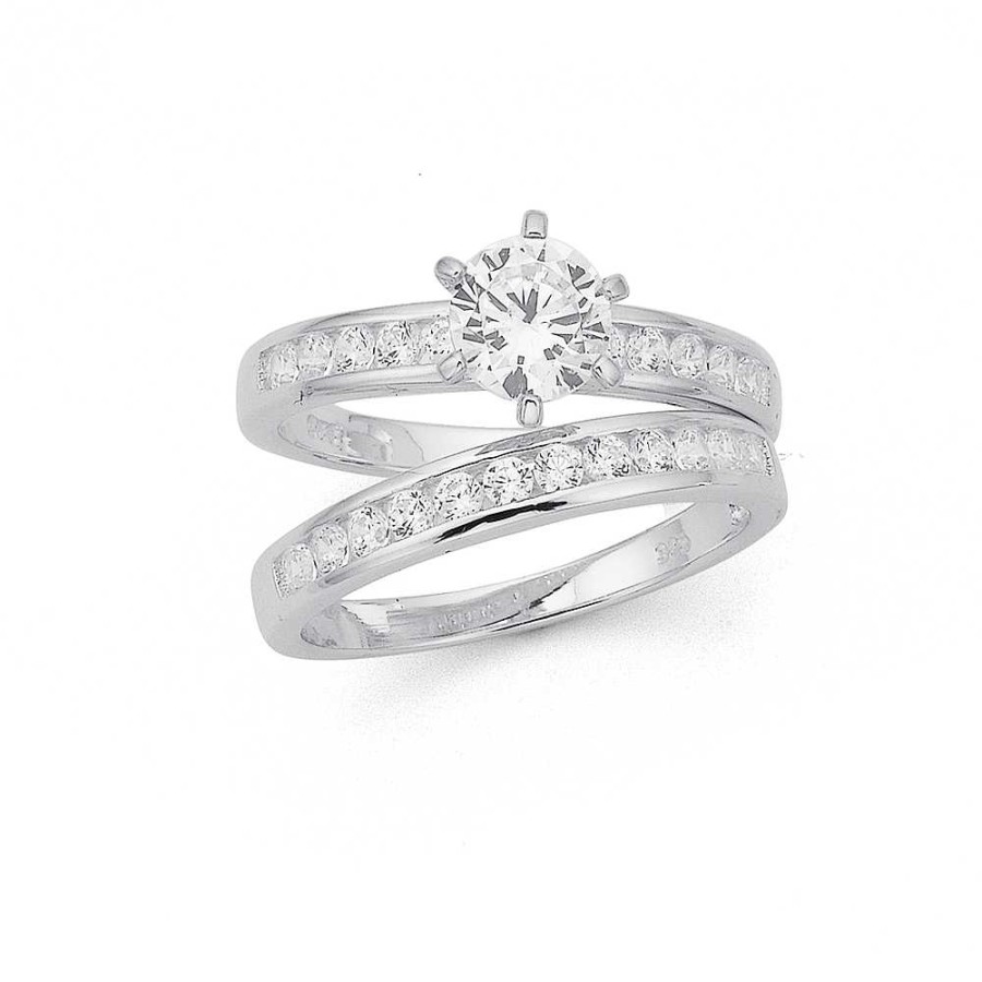 Rings Pascoes | Sterling Silver Cubic Zirconia Duo Set