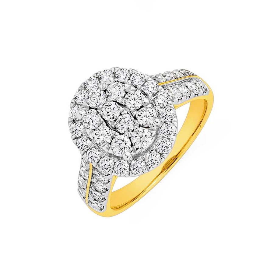 Rings Pascoes | 18Ct Gold Diamond Oval Cluster Ring