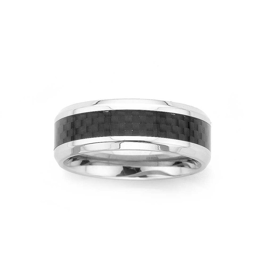 Rings Pascoes | Chisel Stainless Steel Carbon Fibre Ring (Size Y)