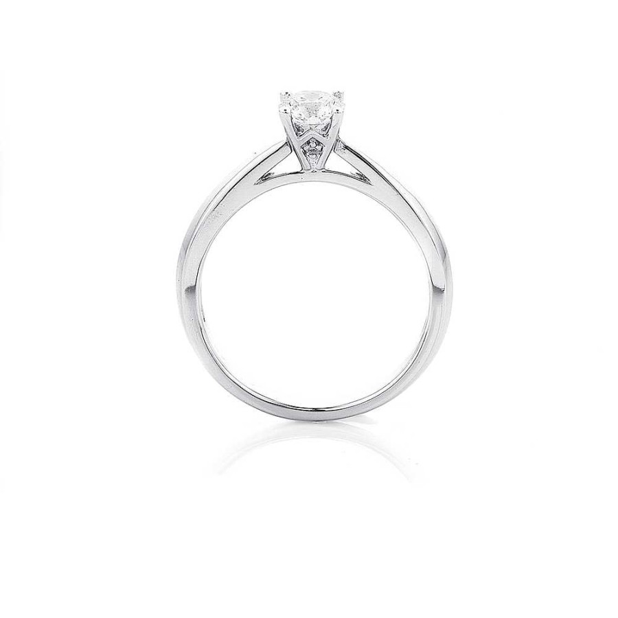 Rings Pascoes | 18Ct White Gold Diamond Solitaire Ring Tdw=.50Ct