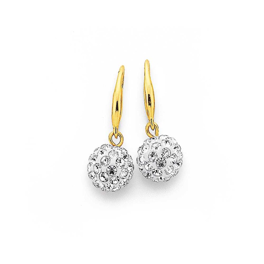 Earrings Pascoes | 9Ct Crystal Ball Shepard Hook Earrings