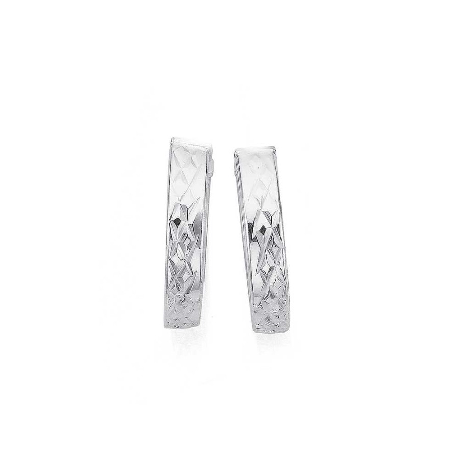 Earrings Pascoes | Silver Diamond- Cut Hoop Earrings