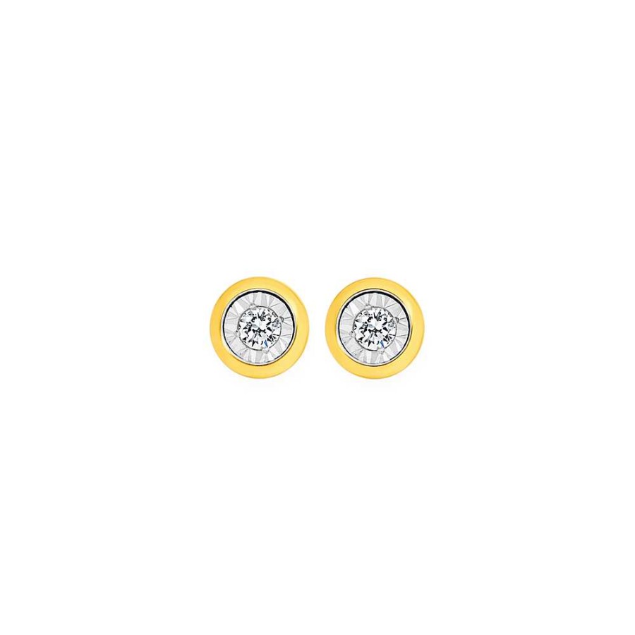 Earrings Pascoes | 9Ct, Diamond Bezel Set Stud Earrings